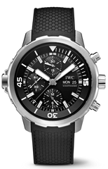 IWC Aquatimer Chronograph Black Dial Black Leather Strap Watch For Men - IW376803