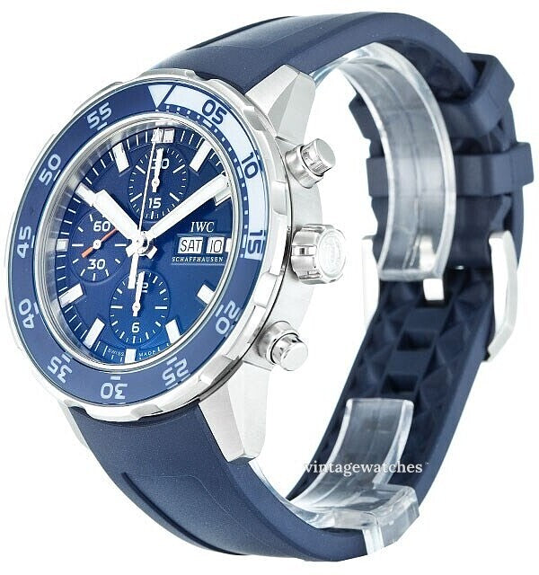 IWC Aquatimer Chronograph Blue Dial Blue Rubber Strap Watch For Men - IW376711