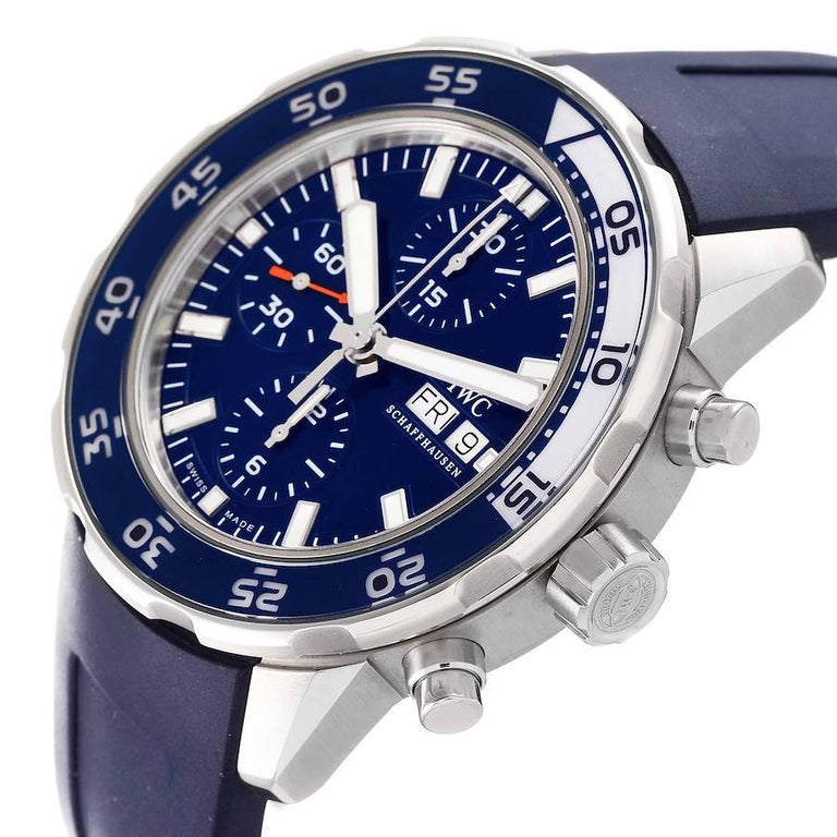 IWC Aquatimer Chronograph Blue Dial Blue Rubber Strap Watch For Men - IW376711