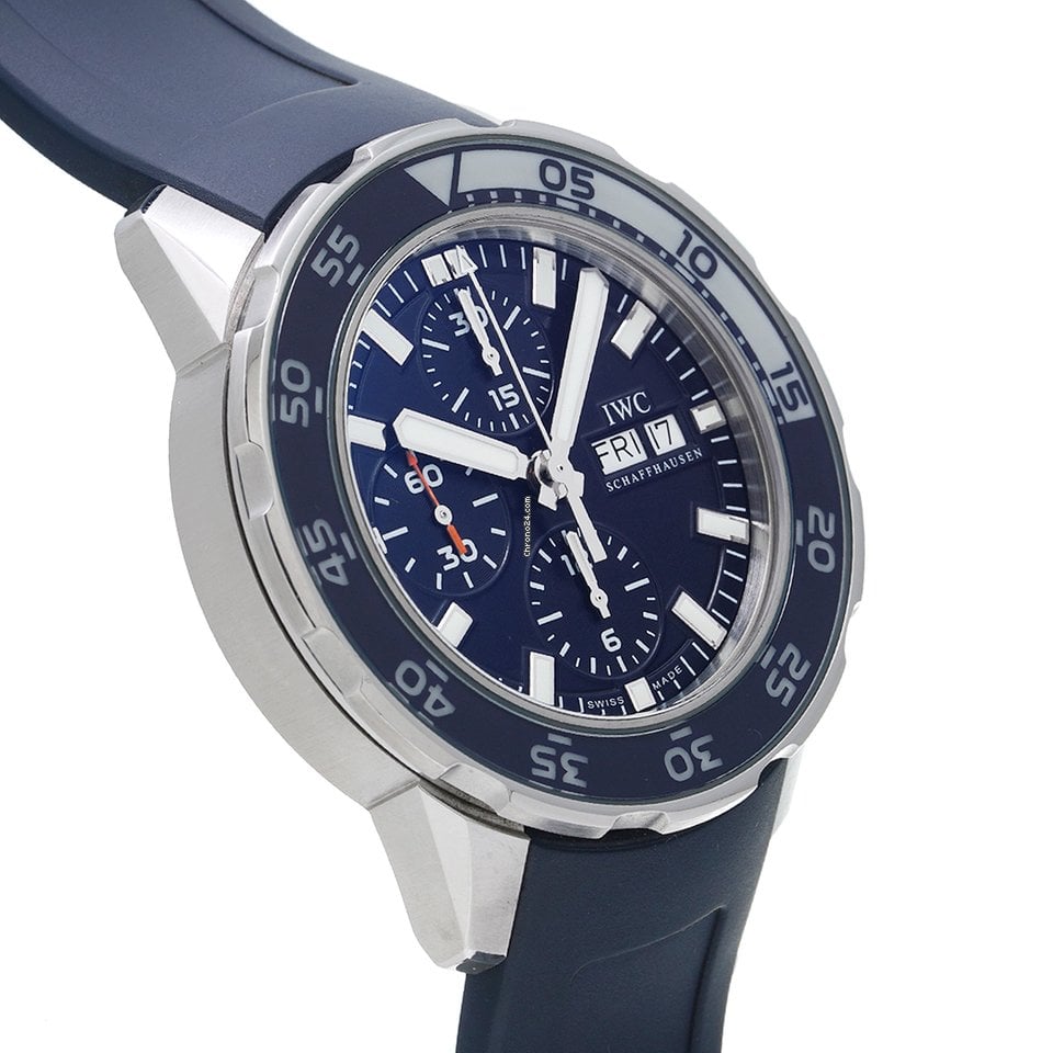 IWC Aquatimer Chronograph Blue Dial Blue Rubber Strap Watch For Men - IW376711