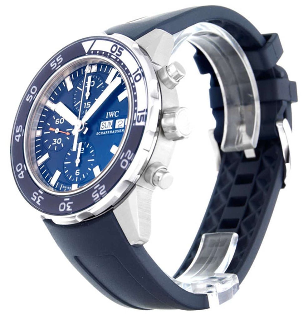 IWC Aquatimer Chronograph Blue Dial Blue Rubber Strap Watch For Men - IW376711