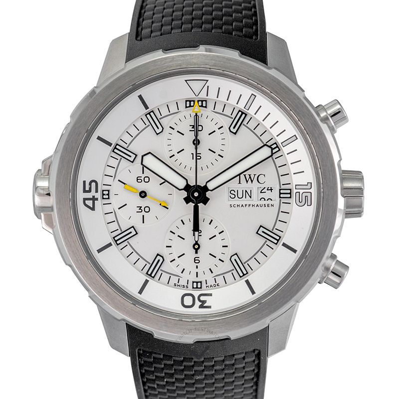 IWC Aquatimer Chronograph White Dial Black Rubber Strap Watch For Men - IW376801