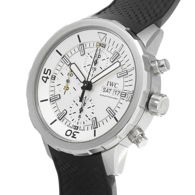 IWC Aquatimer Chronograph White Dial Black Rubber Strap Watch For Men - IW376801