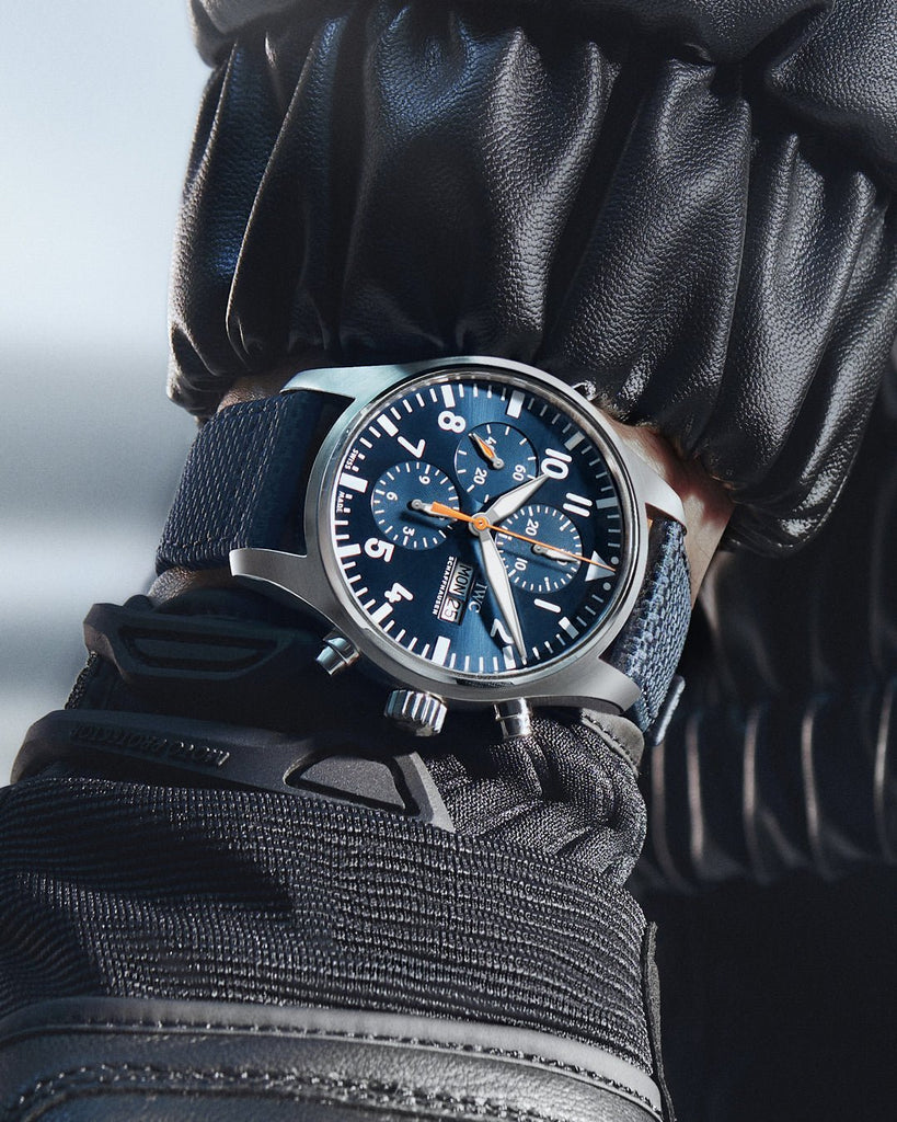 IWC Pilot's Automatic Chronograph 43mm Blue Dial Blue Calfskin Strap Watch For Men - IW377729