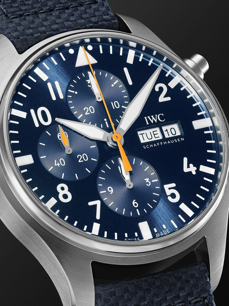 IWC Pilot's Automatic Chronograph 43mm Blue Dial Blue Calfskin Strap Watch For Men - IW377729