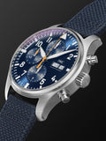 IWC Pilot's Automatic Chronograph 43mm Blue Dial Blue Calfskin Strap Watch For Men - IW377729