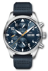 IWC Pilot's Automatic Chronograph 43mm Blue Dial Blue Calfskin Strap Watch For Men - IW377729