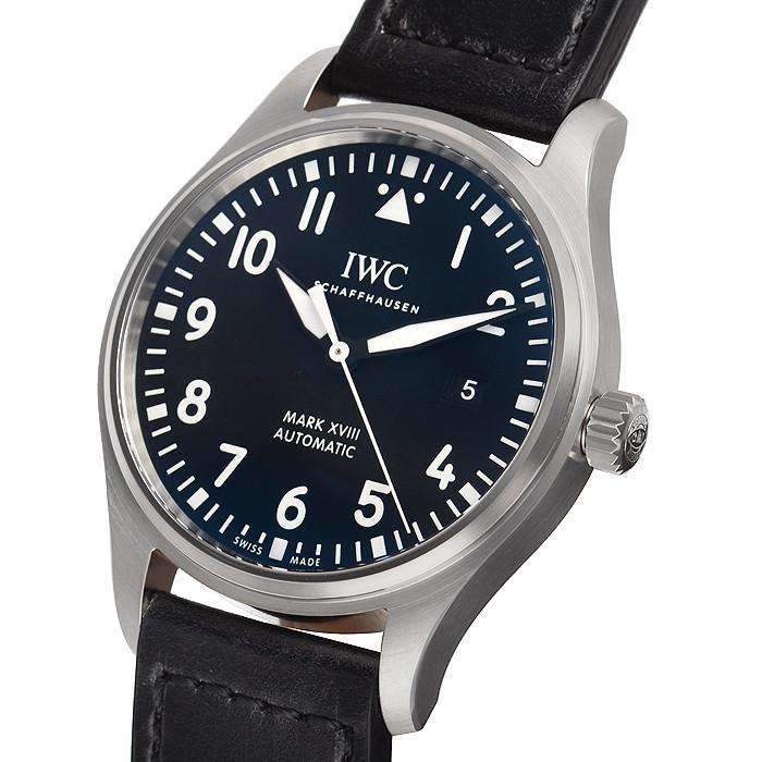 IWC Pilot's Mark XVIII 40mm Black Dial Black Leather Strap Watch For Men - IW327001