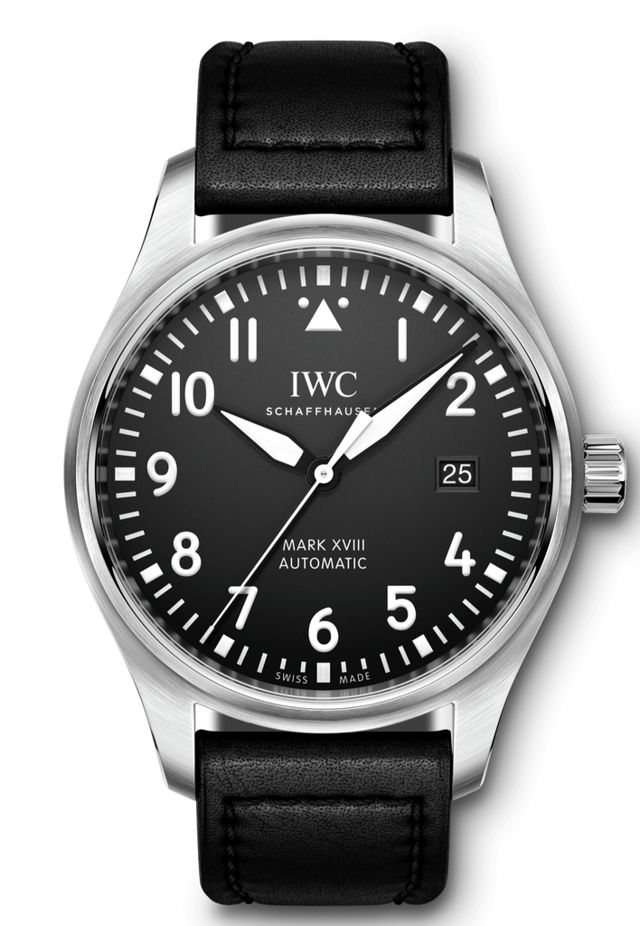 IWC Pilot's Mark XVIII 40mm Black Dial Black Leather Strap Watch For Men - IW327001