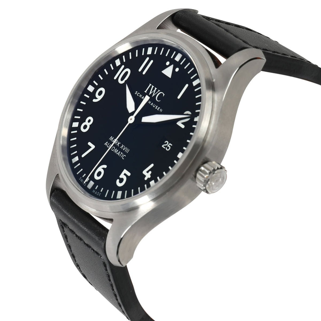 IWC Pilot's Mark XVIII 40mm Black Dial Black Leather Strap Watch For Men - IW327001