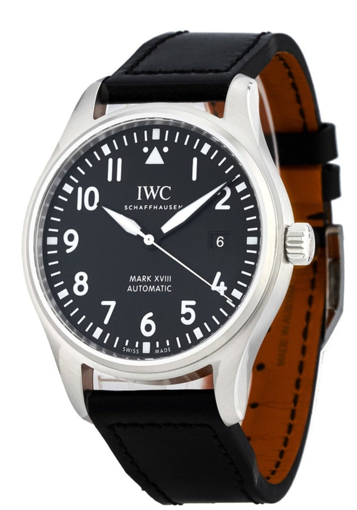 IWC Pilot's Mark XVIII 40mm Black Dial Black Leather Strap Watch For Men - IW327001