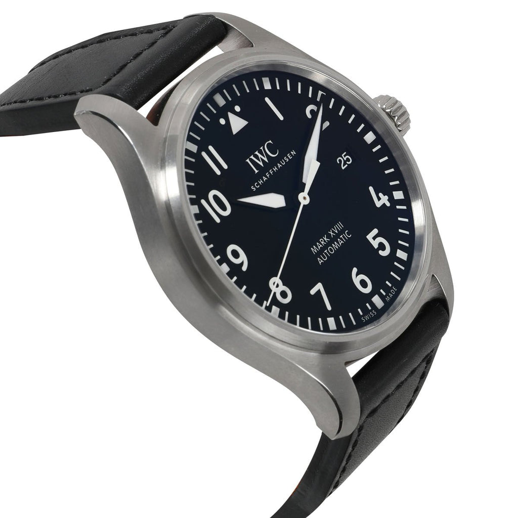 IWC Pilot's Mark XVIII 40mm Black Dial Black Leather Strap Watch For Men - IW327001