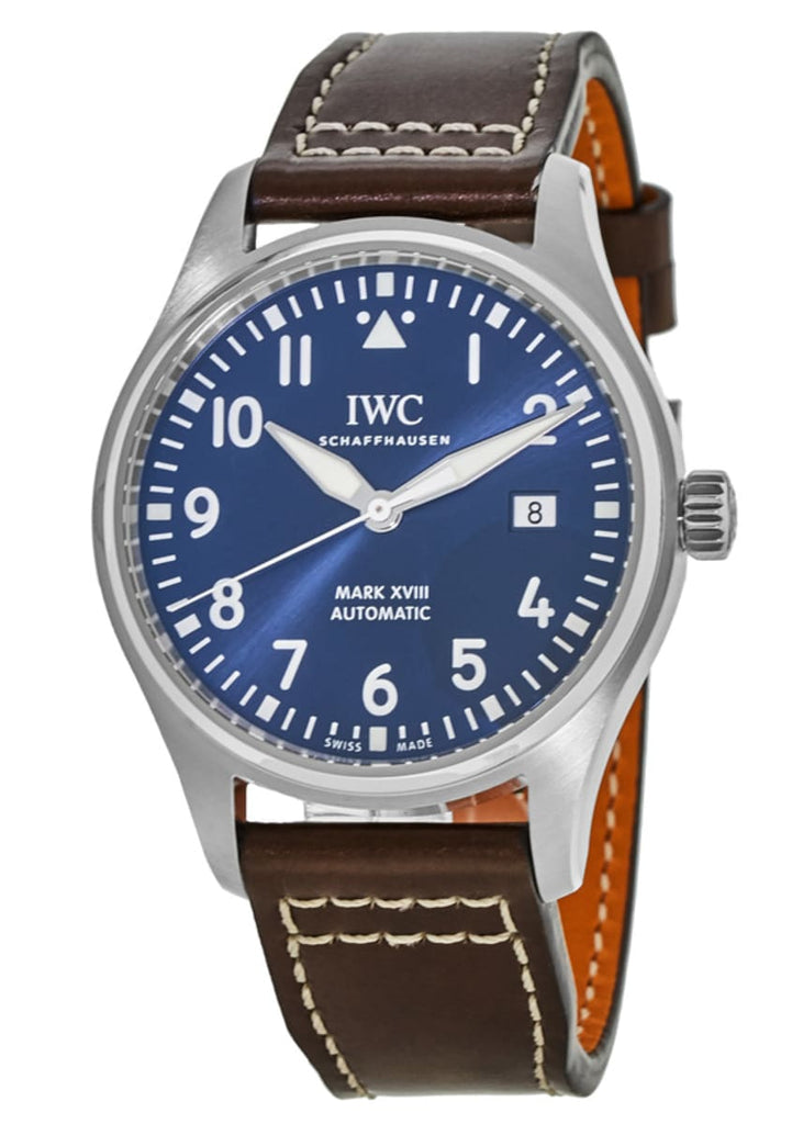 IWC Pilot's Mark XVIII Le Petit Prince Blue Dial Brown Leather Strap Watch For Men - IW327004