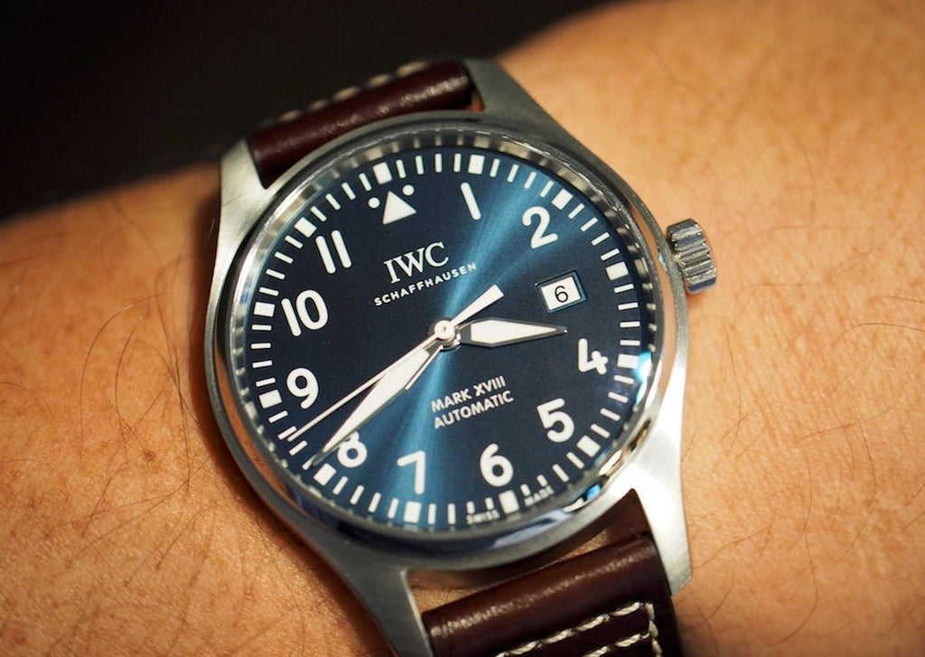 IWC Pilot's Mark XVIII Le Petit Prince Blue Dial Brown Leather Strap Watch For Men - IW327004