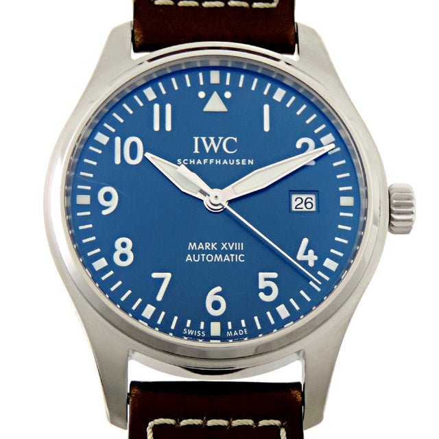 IWC Pilot's Mark XVIII Le Petit Prince Blue Dial Brown Leather Strap Watch For Men - IW327004