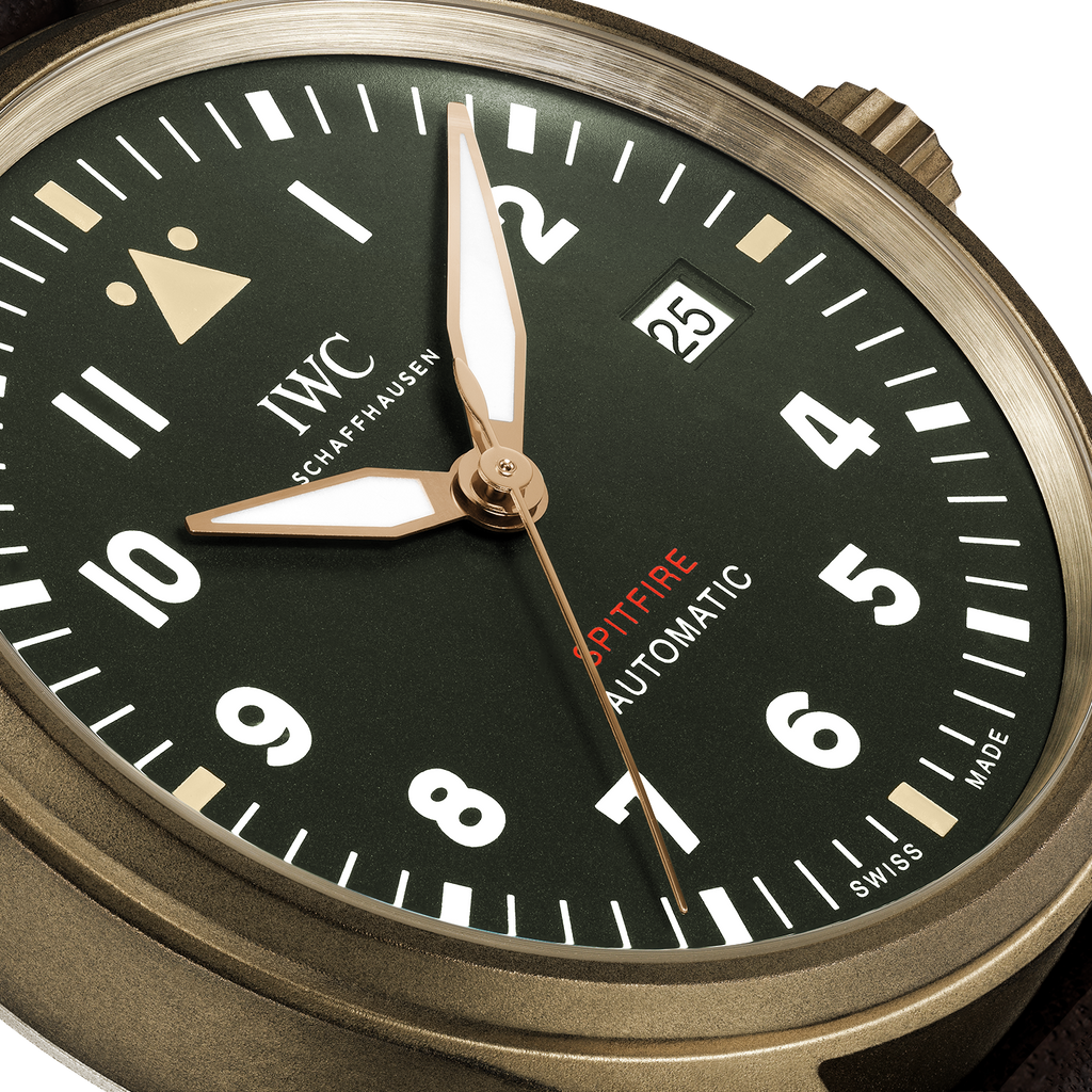 IWC Pilot's Watch Automatic Spitfire Green Dial Brown Leather Strap Watch For Men - IW326802