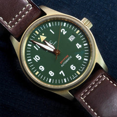 IWC Pilot's Watch Automatic Spitfire Green Dial Brown Leather Strap Watch For Men - IW326802