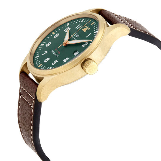 IWC Pilot's Watch Automatic Spitfire Green Dial Brown Leather Strap Watch For Men - IW326802