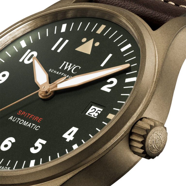 IWC Pilot's Watch Automatic Spitfire Green Dial Brown Leather Strap Watch For Men - IW326802