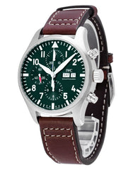 IWC Pilot's Watch Chronograph Edition Racing Green 43mm Green Dial Brown Leather Strap Watch For Men - IW377726