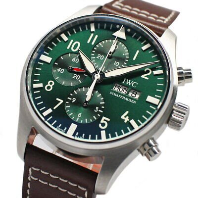 IWC Pilot's Watch Chronograph Edition Racing Green 43mm Green Dial Brown Leather Strap Watch For Men - IW377726