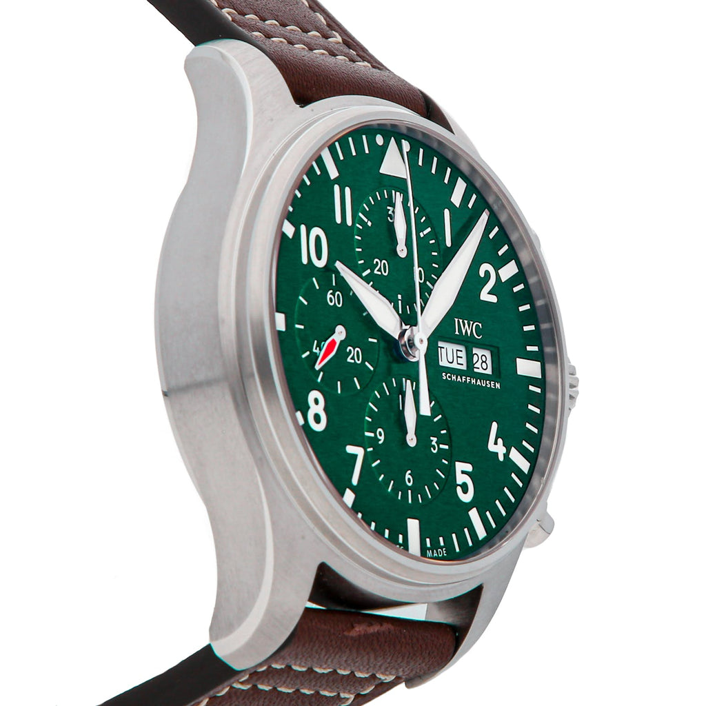 IWC Pilot's Watch Chronograph Edition Racing Green 43mm Green Dial Brown Leather Strap Watch For Men - IW377726