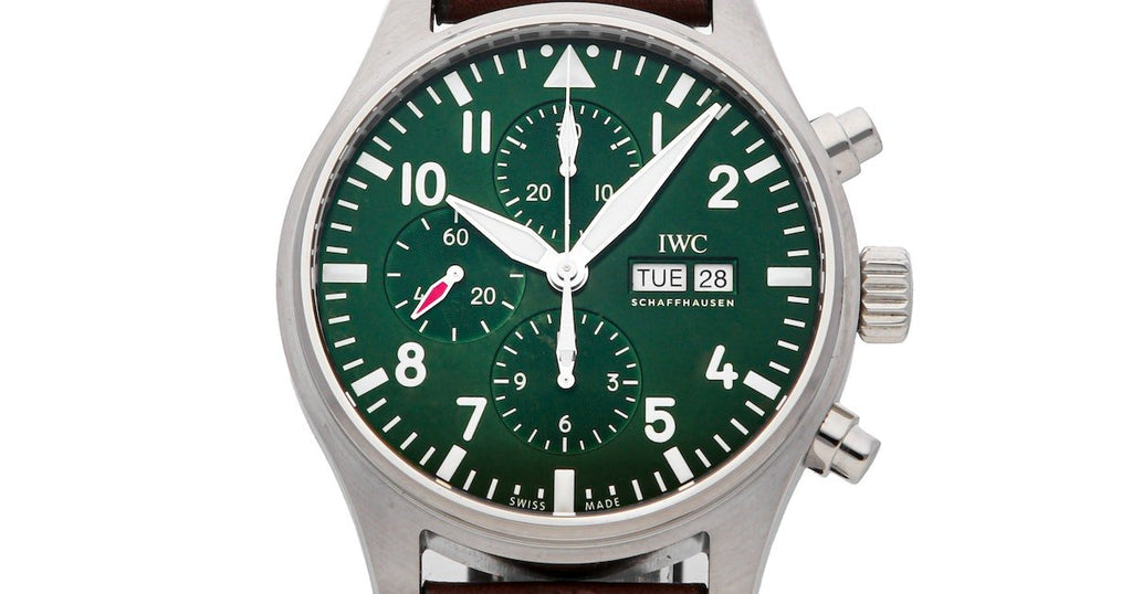 IWC Pilot's Watch Chronograph Edition Racing Green 43mm Green Dial Brown Leather Strap Watch For Men - IW377726