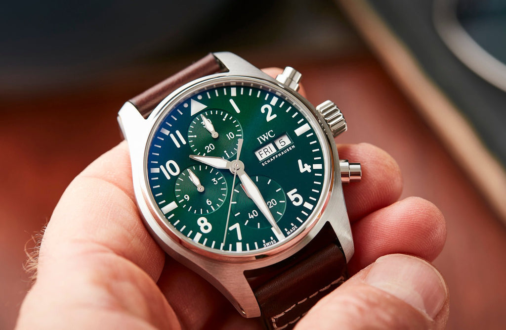 IWC Pilot's Watch Chronograph Edition Racing Green 43mm Green Dial Brown Leather Strap Watch For Men - IW377726