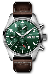 IWC Pilot's Watch Chronograph Edition Racing Green 43mm Green Dial Brown Leather Strap Watch For Men - IW377726