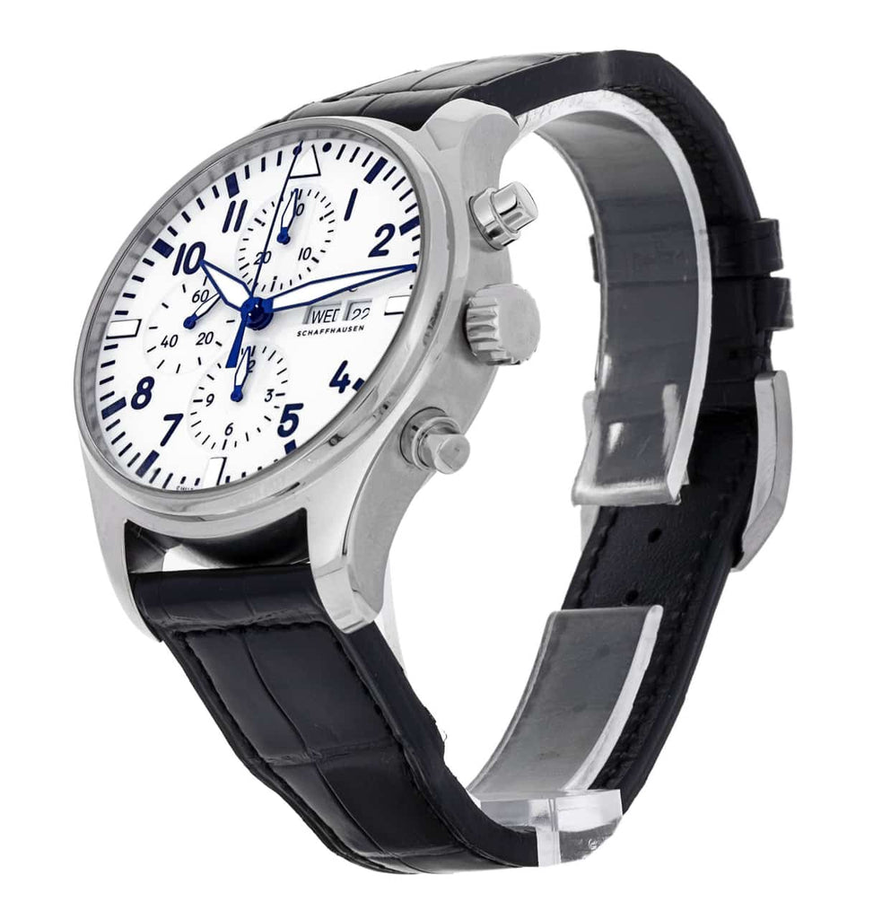 IWC Pilot’s Watch Chronograph Edition “150 Years” White Dial Black Leather Strap Watch For Men - IW377725