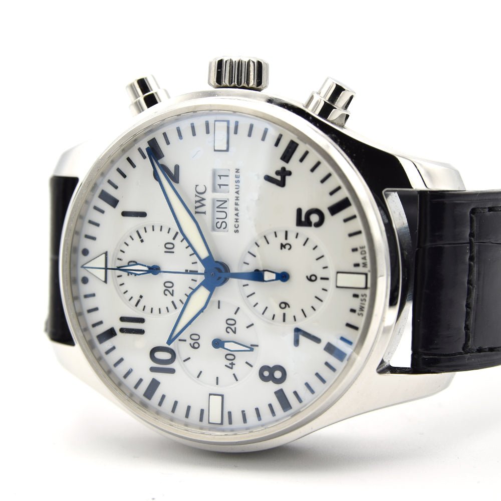 IWC Pilot’s Watch Chronograph Edition “150 Years” White Dial Black Leather Strap Watch For Men - IW377725