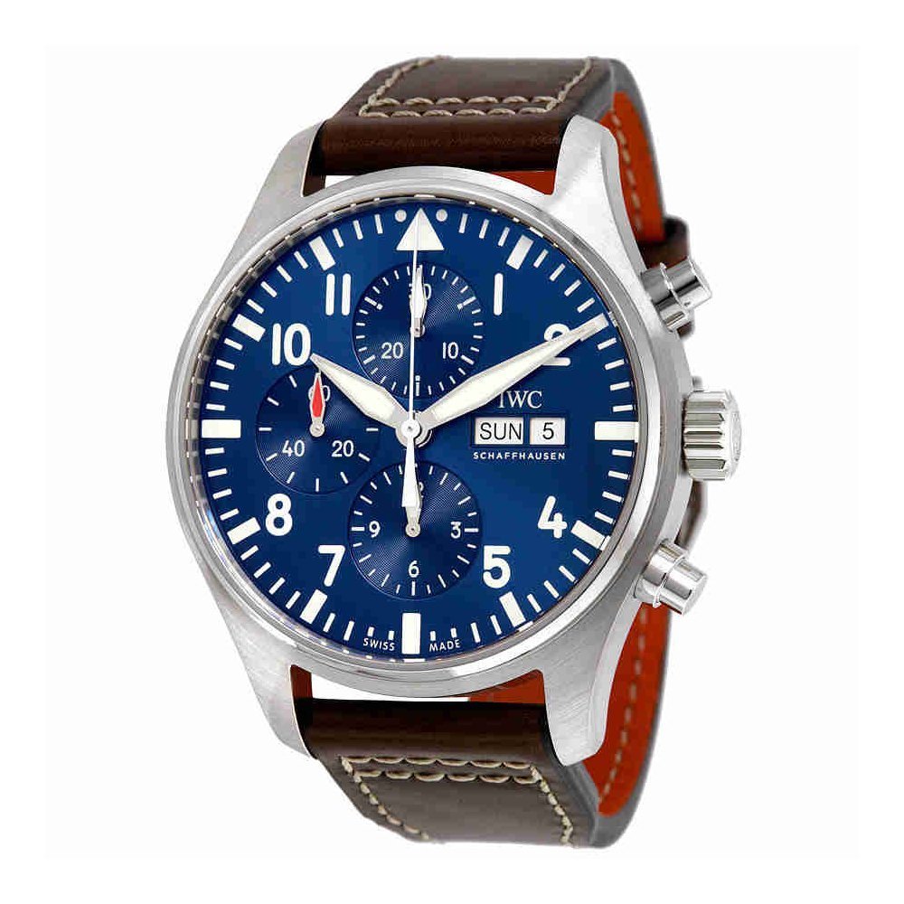 IWC Pilot’s Watch Chronograph Edition “Le Petit Prince” Blue Dial Brown Leather Strap Watch For Men - IW377714