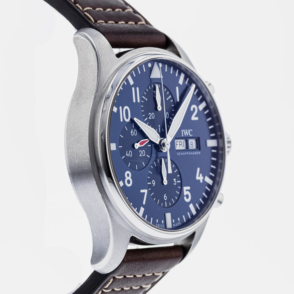 IWC Pilot’s Watch Chronograph Edition “Le Petit Prince” Blue Dial Brown Leather Strap Watch For Men - IW377714