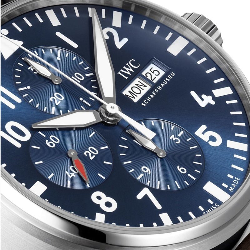 IWC Pilot’s Watch Chronograph Edition “Le Petit Prince” Blue Dial Brown Leather Strap Watch For Men - IW377714