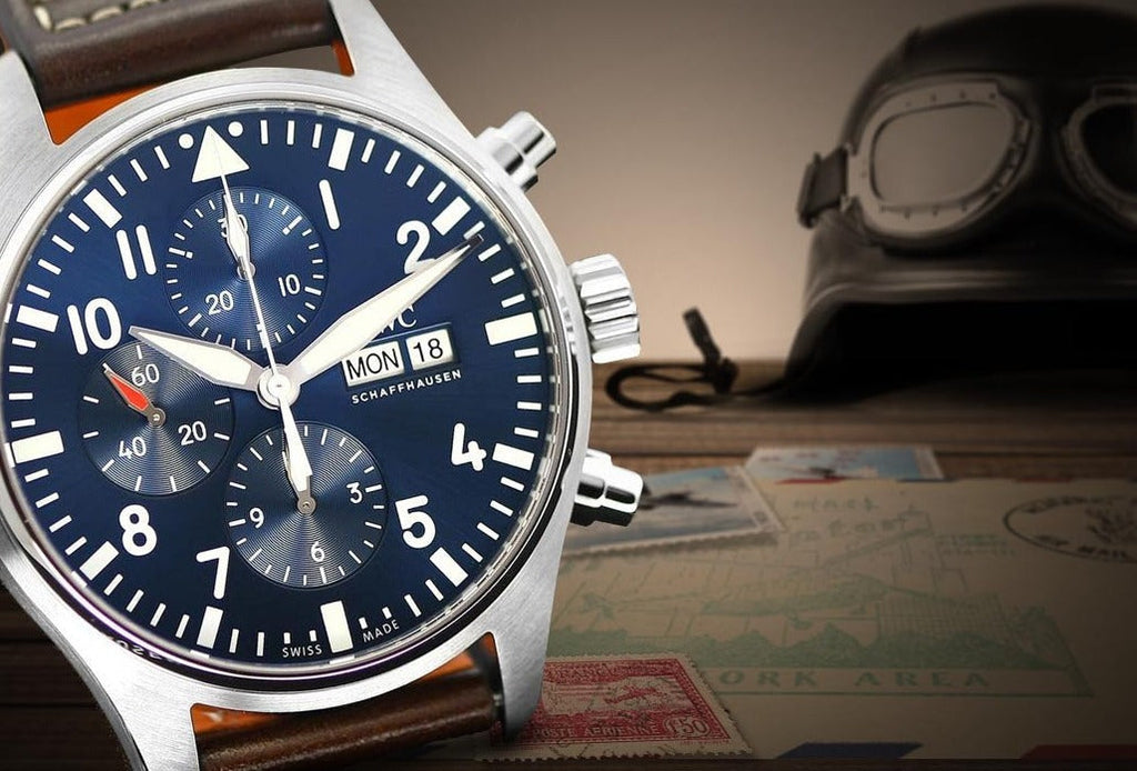 IWC Pilot’s Watch Chronograph Edition “Le Petit Prince” Blue Dial Brown Leather Strap Watch For Men - IW377714