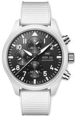 IWC Pilot's Watch Chronograph Top Gun Edition 'Lake Tahoe' Black Dial White Leather Strap Watch For Men - IW389105