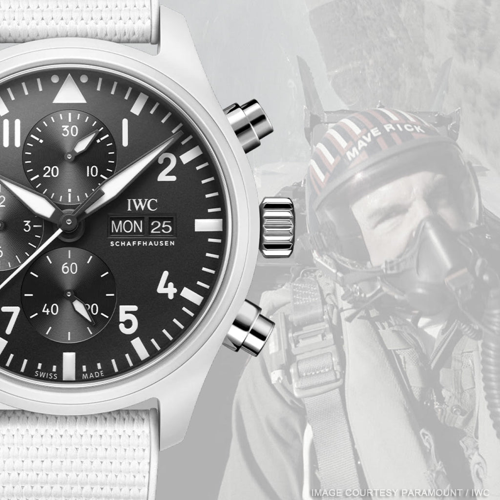 IWC Pilot's Watch Chronograph Top Gun Edition 'Lake Tahoe' Black Dial White Leather Strap Watch For Men - IW389105