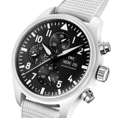 IWC Pilot's Watch Chronograph Top Gun Edition 'Lake Tahoe' Black Dial White Leather Strap Watch For Men - IW389105