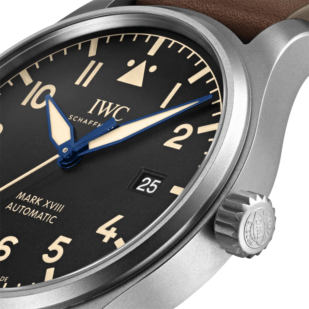 IWC Pilot's Watch Mark XVIII 40mm Black Dial Brown Leather Strap Watch For Men - IW327006