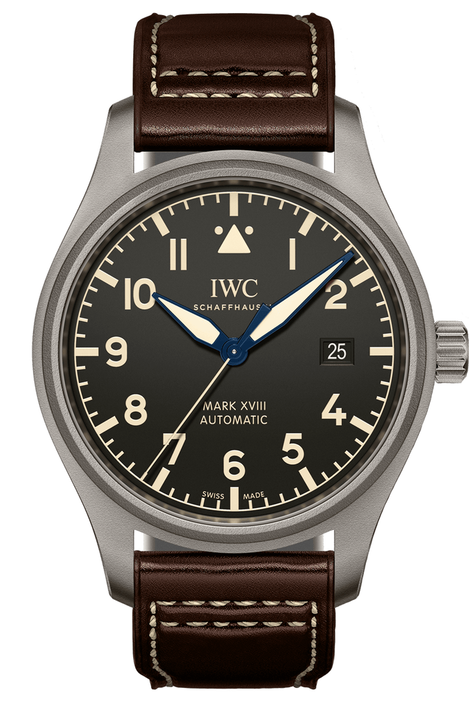 IWC Pilot's Watch Mark XVIII 40mm Black Dial Brown Leather Strap Watch For Men - IW327006