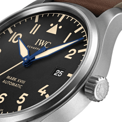 IWC Pilot's Watch Mark XVIII 40mm Black Dial Brown Leather Strap Watch For Men - IW327006