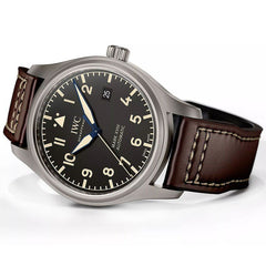 IWC Pilot's Watch Mark XVIII 40mm Black Dial Brown Leather Strap Watch For Men - IW327006