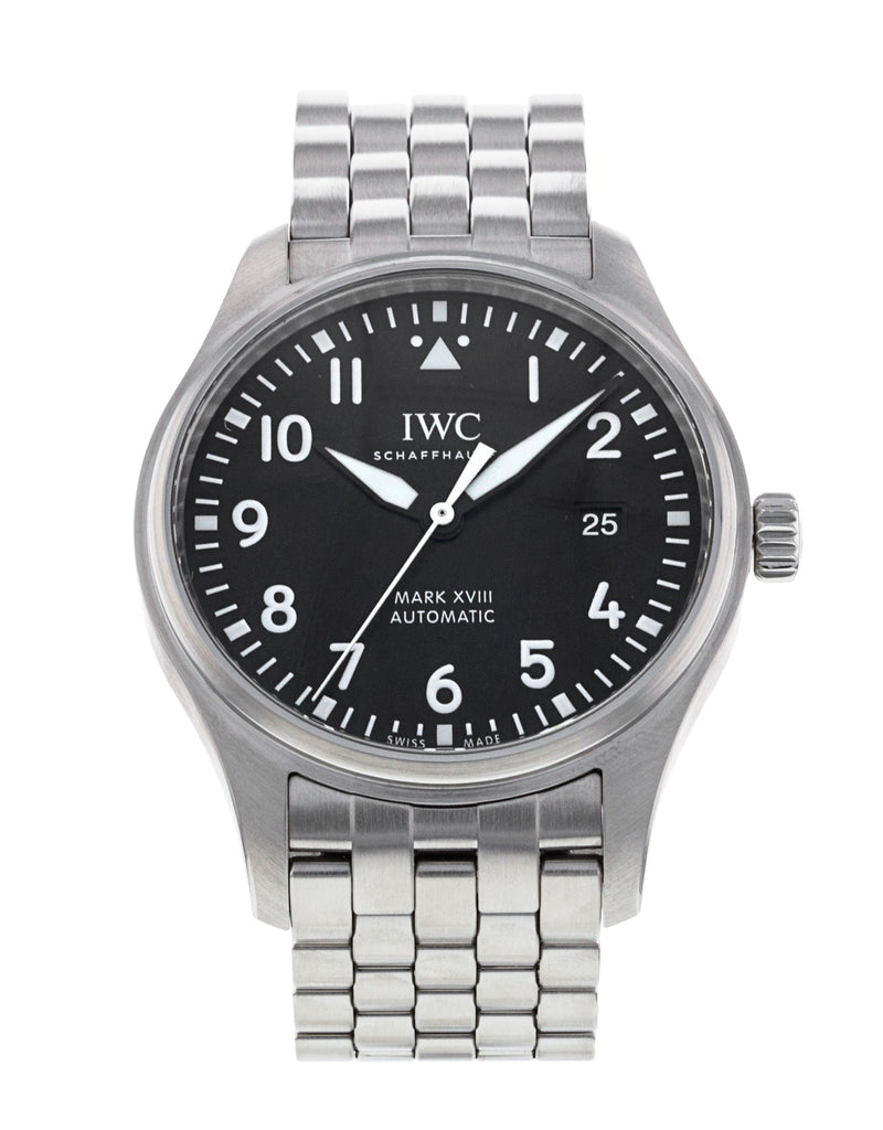 IWC Pilot’s Watch Mark XVIII Black Dial Silver Steel Strap Watch For Men - IW327015