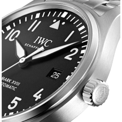 IWC Pilot’s Watch Mark XVIII Black Dial Silver Steel Strap Watch For Men - IW327015