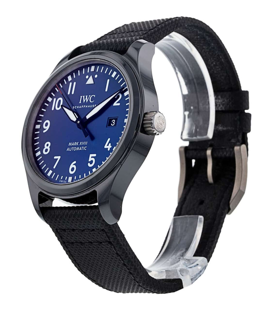 IWC Pilot’s Watch Mark XVIII Edition “Laureus Sport For Good Foundation" Blue Dial Black Nylon Strap Watch For Men - IW324703