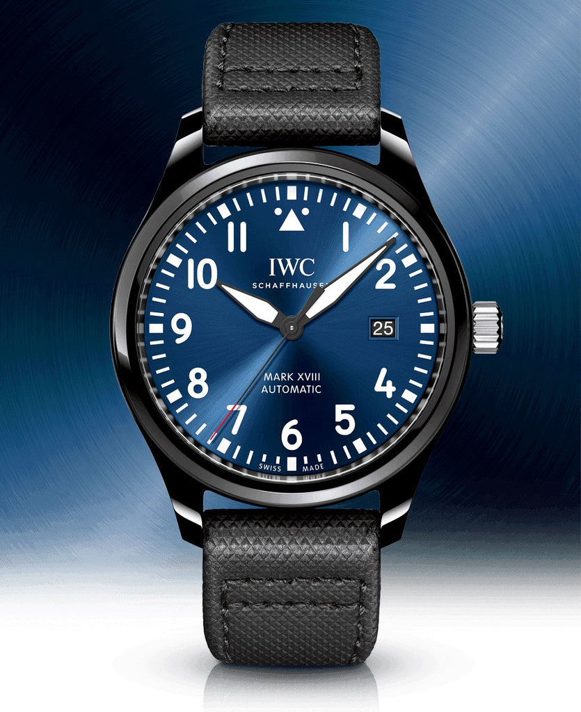 IWC Pilot’s Watch Mark XVIII Edition “Laureus Sport For Good Foundation" Blue Dial Black Nylon Strap Watch For Men - IW324703