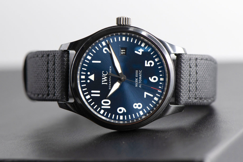 IWC Pilot’s Watch Mark XVIII Edition “Laureus Sport For Good Foundation" Blue Dial Black Nylon Strap Watch For Men - IW324703