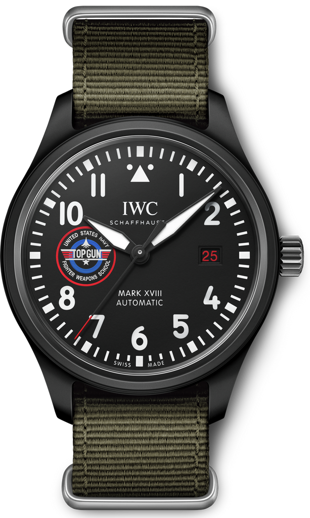 IWC Pilot’s Watch Mark XVIII Top Gun Edition “SFTI” Black Dial Green Nylon Strap Watch For Men - IW324712