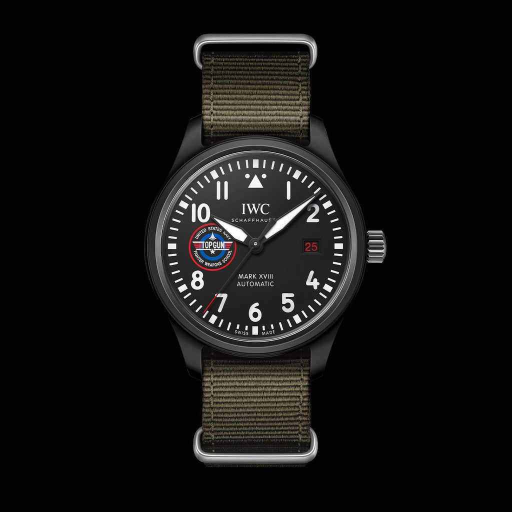 IWC Pilot’s Watch Mark XVIII Top Gun Edition “SFTI” Black Dial Green Nylon Strap Watch For Men - IW324712