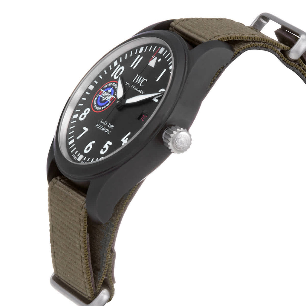 IWC Pilot’s Watch Mark XVIII Top Gun Edition “SFTI” Black Dial Green Nylon Strap Watch For Men - IW324712